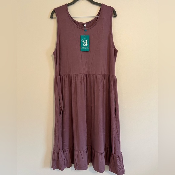 Lil Better Women Mauve Sleeveless Sundress Pleated Flowy Casual Preppy 2XL Chic - Picture 13 of 16
